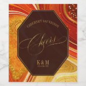 Abstrakt Agate Wedding Cheers Hot Orange ID827 Weinetikett (Einzelnes Label)