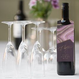 Abstrakt Agate Wedding Cheers Mauve ID827 Flaschenanhänger