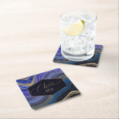 Abstrakt Agate Wedding Cheers V1 Midnight ID827 Rechteckiger Pappuntersetzer (Vor Ort)