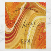 Abstrakt Agate Wedding Cheers V2 Hot Orange ID827 Weinetikett (Einzelnes Label)