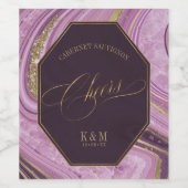Abstrakt Agate Wedding Cheers V2 Mauve ID827 Weinetikett (Einzelnes Label)