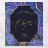 Abstrakt Agate Wedding Cheers V2 Midnight ID827 Weinetikett (Einzelnes Label)