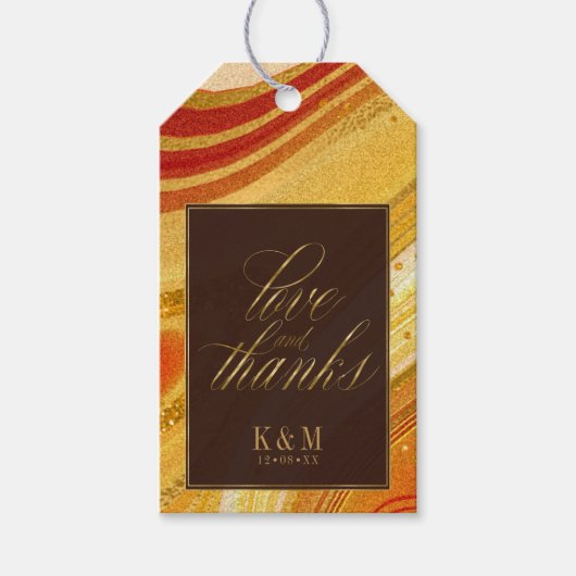 Abstrakt Agate Wedding dank Hot Orange ID827 Geschenkanhänger (Vorderseite)