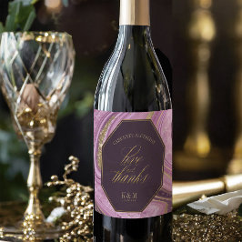 Abstrakt Agate Wedding Danke Mauve ID827 Weinetikett