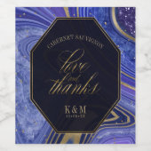 Abstrakt Agate Wedding Danke Midnight ID827 Weinetikett (Einzelnes Label)