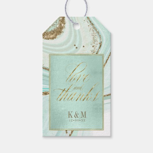 Abstrakt Agate Wedding Danke Mint ID827 Geschenkanhänger (Vorderseite)