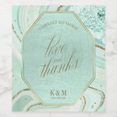 Abstrakt Agate Wedding Danke V1 Mint ID827 Weinetikett (Einzelnes Label)