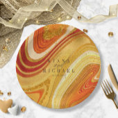 Abstrakt Agate Wedding Hot Orange ID827 Pappteller