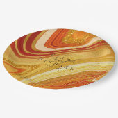 Abstrakt Agate Wedding Hot Orange ID827 Pappteller (Schrägansicht)