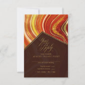 Abstrakt Agate Wedding Hot Orange ID827 RSVP Karte (Vorderseite)