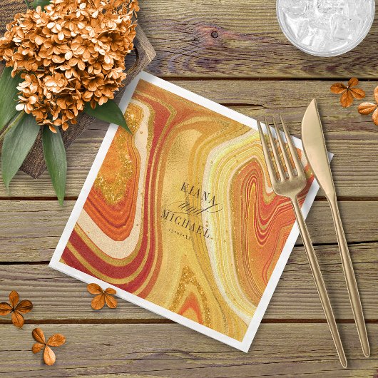 Abstrakt Agate Wedding Hot Orange ID827 Serviette