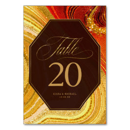 Abstrakt Agate Wedding Hot Orange ID827 Tischnummer