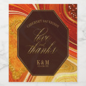 Abstrakt Agate Wedding Hot Orange ID827 Weinetikett (Einzelnes Label)