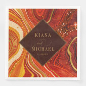 Abstrakt Agate Wedding Hot Orange v2 ID827 Serviette (Vorderseite)