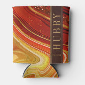 Abstrakt Agate Wedding Hubby Hot Orange ID827 Dosenkühler (Vorderseite)