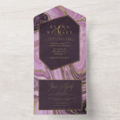 Abstrakt Agate Wedding Mauve ID827 All In One Einladung (Innen Boden)
