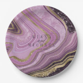 Abstrakt Agate Wedding Mauve ID827 Pappteller (Vorderseite)