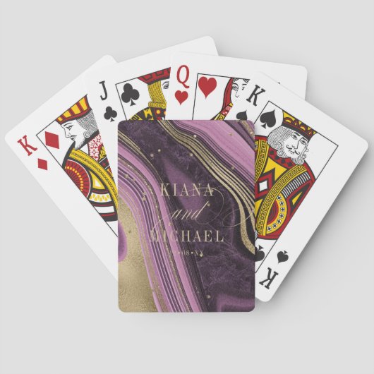 Abstrakt Agate Wedding Mauve ID827 Spielkarten (Rückseite)