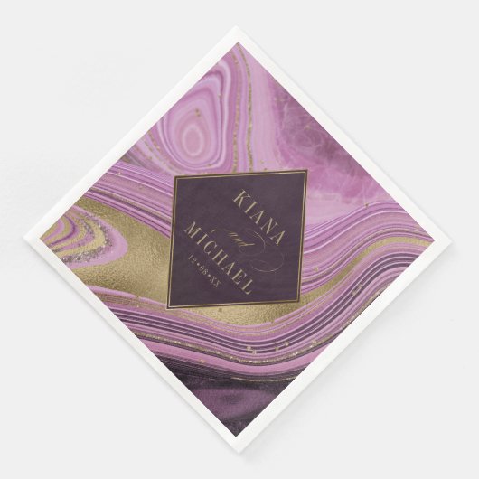 Abstrakt Agate Wedding Mauve v2 ID827 Serviette (Ecke)