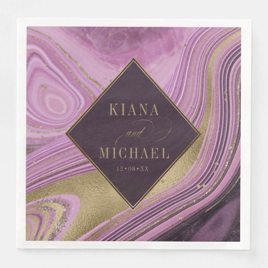 Abstrakt Agate Wedding Mauve v2 ID827 Serviette (Vorderseite)