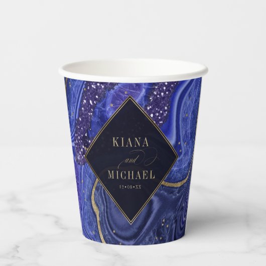 Abstrakt Agate Wedding Midnight ID827 Pappbecher (Rückseite)