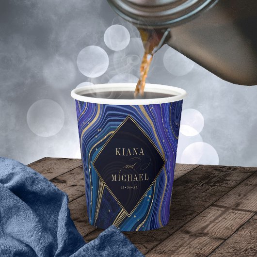 Abstrakt Agate Wedding Midnight ID827 Pappbecher