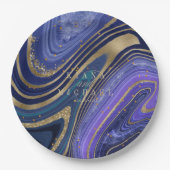 Abstrakt Agate Wedding Midnight ID827 Pappteller (Vorderseite)