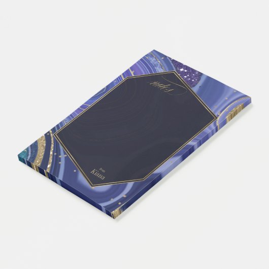 Abstrakt Agate Wedding Midnight ID827 Post-it Klebezettel (angewinkelt)