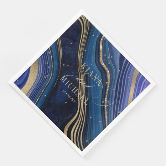 Abstrakt Agate Wedding Midnight ID827 Serviette (Ecke)