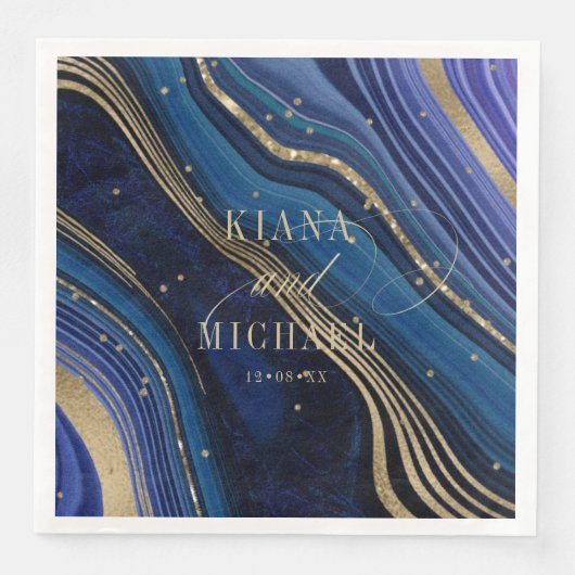 Abstrakt Agate Wedding Midnight ID827 Serviette (Vorderseite)