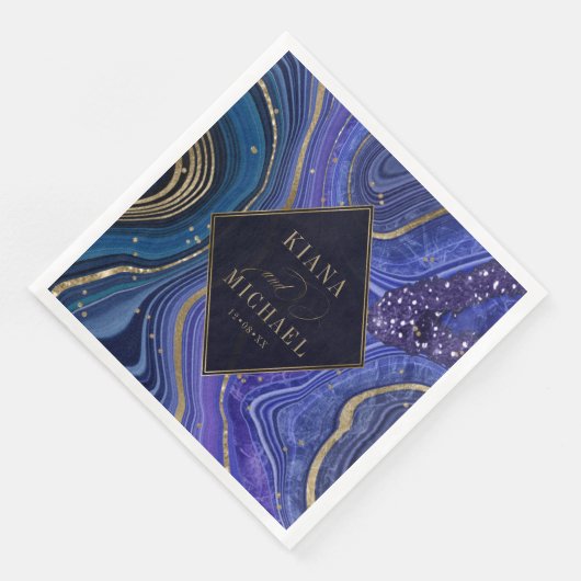 Abstrakt Agate Wedding Midnight v2 ID827 Serviette (Ecke)