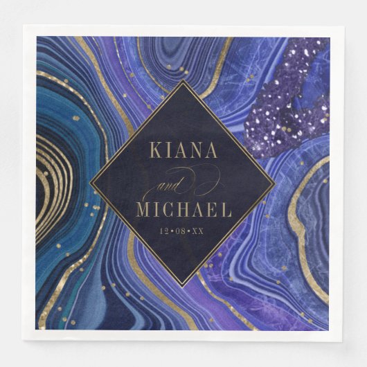 Abstrakt Agate Wedding Midnight v2 ID827 Serviette (Vorderseite)
