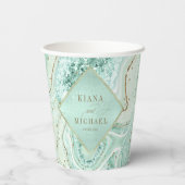 Abstrakt Agate Wedding Mint ID827 Pappbecher (Rückseite)