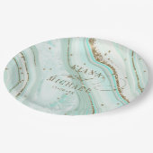 Abstrakt Agate Wedding Mint ID827 Pappteller (Schrägansicht)