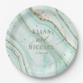 Abstrakt Agate Wedding Mint ID827 Pappteller (Vorderseite)