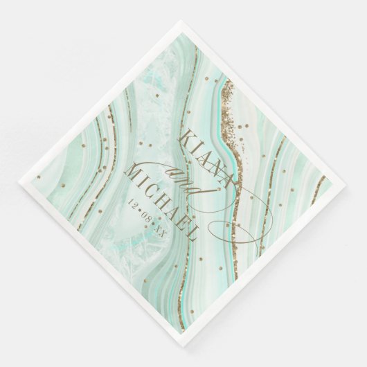 Abstrakt Agate Wedding Mint ID827 Serviette (Ecke)