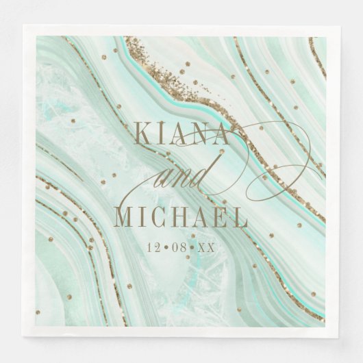 Abstrakt Agate Wedding Mint ID827 Serviette (Vorderseite)