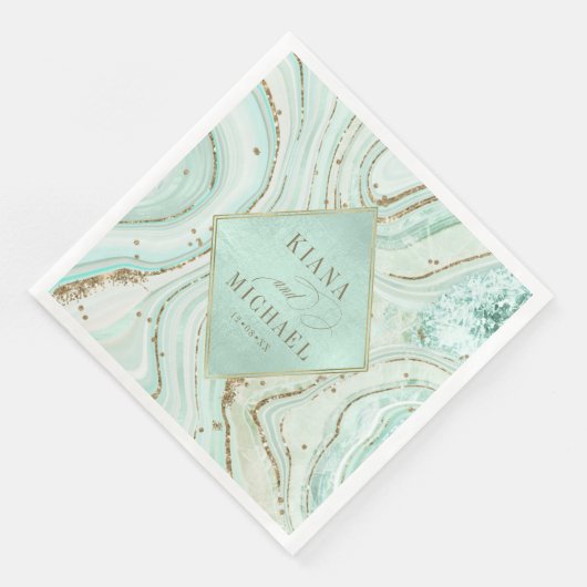 Abstrakt Agate Wedding Mint v2 ID827 Serviette (Ecke)