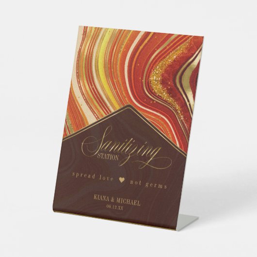 Abstrakt Agate Wedding Sanitizing Hot Orange ID827 Sockelschild (Vorderseite)