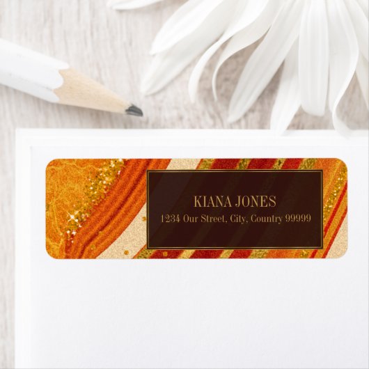 Abstrakt Agate Wedding V1 Hot Orange ID827 Label (Insitu)