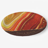 Abstrakt Agate Wedding V2 Hot Orange ID827 Pappteller (Schrägansicht)
