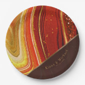 Abstrakt Agate Wedding V2 Hot Orange ID827 Pappteller (Vorderseite)