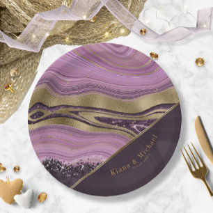 Abstrakt Agate Wedding V2 Mauve ID827 Pappteller