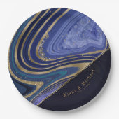 Abstrakt Agate Wedding V2 Midnight ID827 Pappteller (Vorderseite)