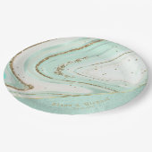 Abstrakt Agate Wedding V2 Mint ID827 Pappteller (Schrägansicht)