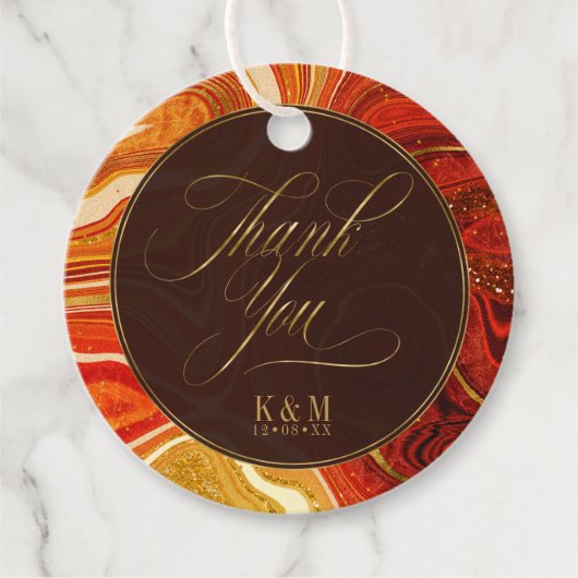 Abstrakt Agate Wedding Vielen Dank Hot Orange ID82 Geschenkanhänger (Vorderseite)