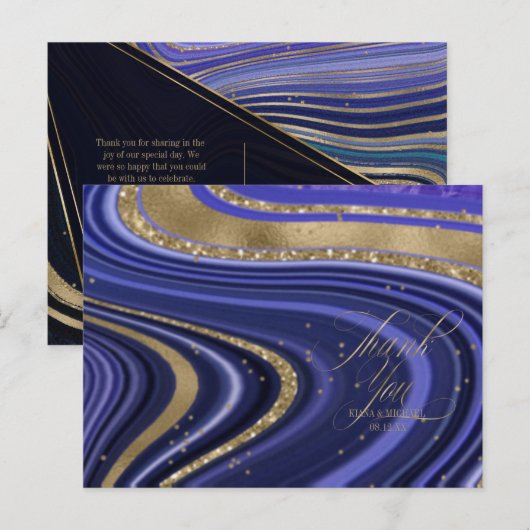 Abstrakt Agate Wedding Vielen Dank Mitternacht ID8 Ankündigungspostkarte (Vorne/Hinten)