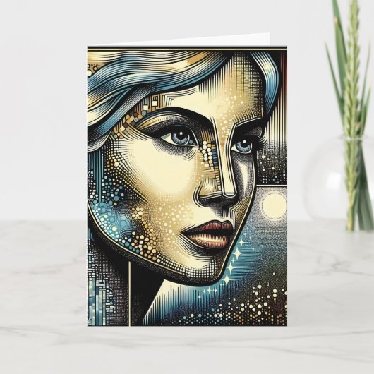 Abstrakt Ai Art | Frauengesicht Karte (Vorderseite)