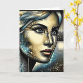 Abstrakt Ai Art | Frauengesicht Karte (Gelbe Blume)