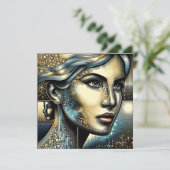 Abstrakt Ai Art | Frauengesicht Karte (Stehend Vorderseite)